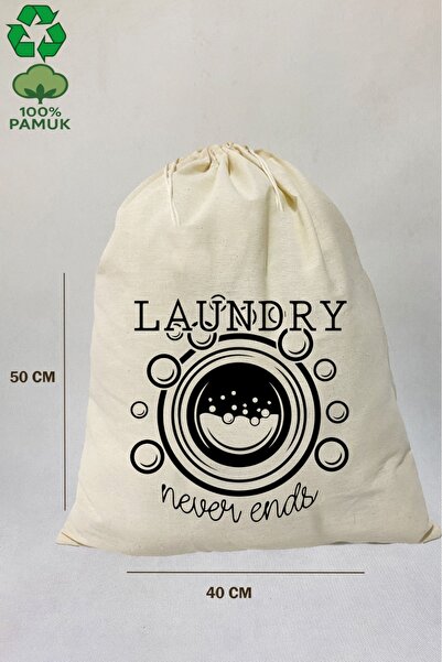 stonehill , Laundry Desenli Ham Bez Kumaş Çok Amaçlı Kirli Çamaşır Torbası 40...