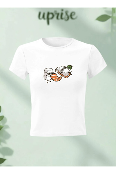 Vordevia Μπλουζάκι Crop T-shirt από βαμβακερό Lycra με στάμπα Sushi Roll