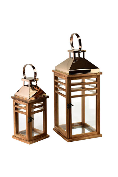 MONDEX Set de 2 felinare LEVI GOLD 19,5x19,5x45cm/13,5x13,5x30,5cm
