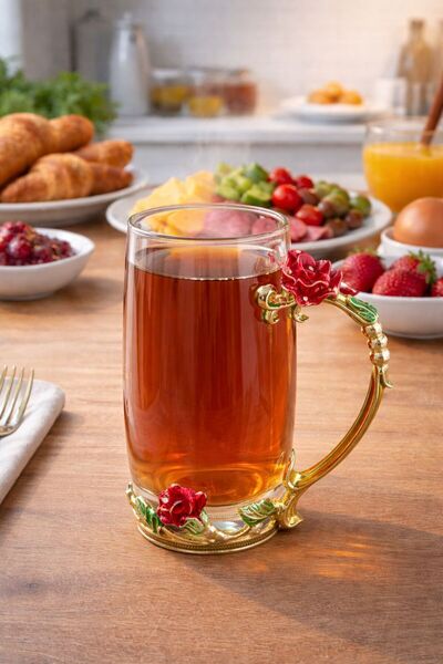 Onedekor Metal Saplı Cam Kupa Bardak Big Calyra