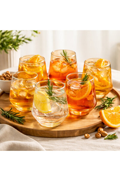 Generic Golden Glass Water Cup Set 6 Pieces