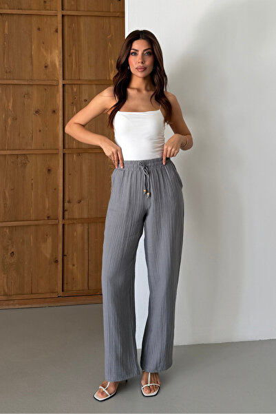 macharel jeans Muslin Linen Wide Leg Palazzo Trousers