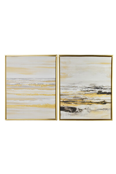 MONDEX INGA Set de 2 tablouri 40x50cm auriu negru abstract