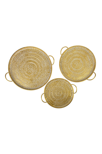 MONDEX MARINA DARK Set of 3 round decorative trays 50x50x2/44x44x2/36x36x2 cm