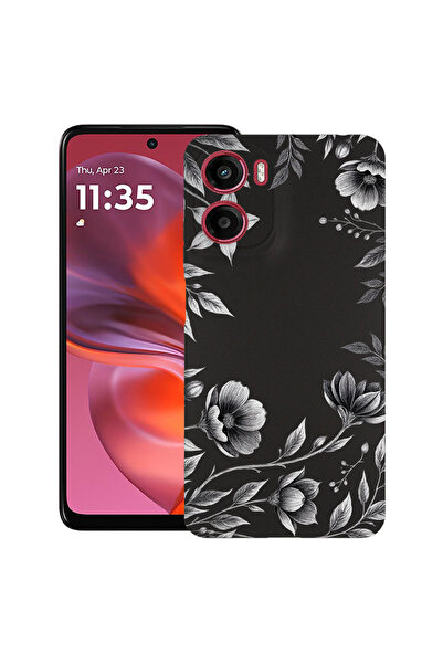 bestcase Husă Ultra Subțire pentru Motorola Moto G06, Negru Floral, 2082906 B...