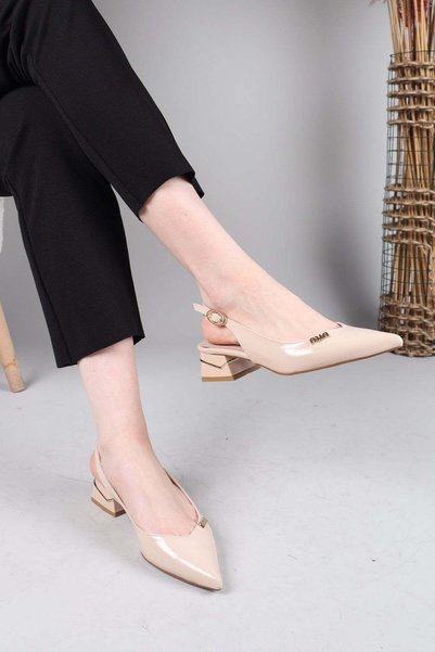 Birikon Cazi̇n Low Heeled Pointed Toe Shoes Ten