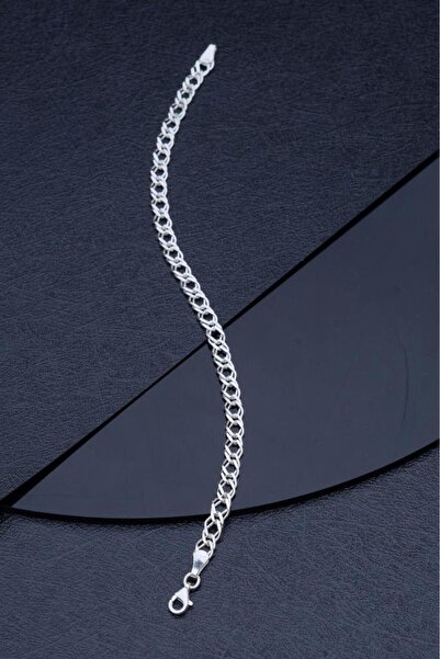 innuendo jewelery 925 Ayar Gümüş Çift Sıra Gurmet Zincir Erkek Bileklik