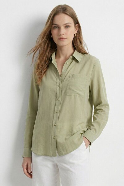 Rays Çağla Pocketed Striped Oversize Shirt 5449