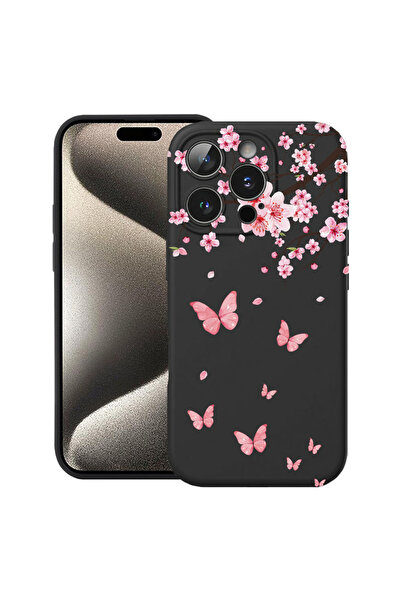 bestcase Υπέρλεπτη Θήκη για Apple iPhone 15 Pro, Ροζ Άνθη Κερασιάς & Πεταλούδ...
