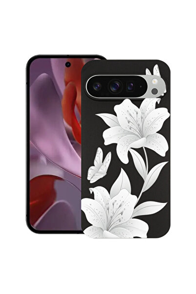 bestcase Υπέρλεπτη Θήκη για Google Pixel 9 / 9 Pro, Φλοράλ - Κομψός Λευκός Λω...