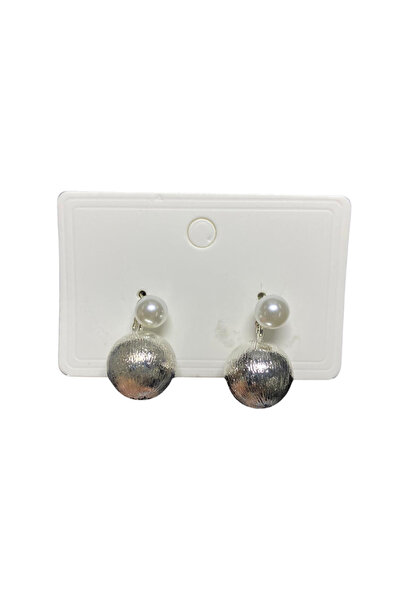 Zalaid Elegant women's earrings with white pearls and textured silver globes 10
