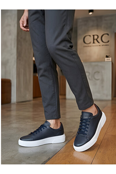 CRC AYAKKABI Crc Men's Navy Blue 100% Genuine Leather Comfortable Eva Sole Or...