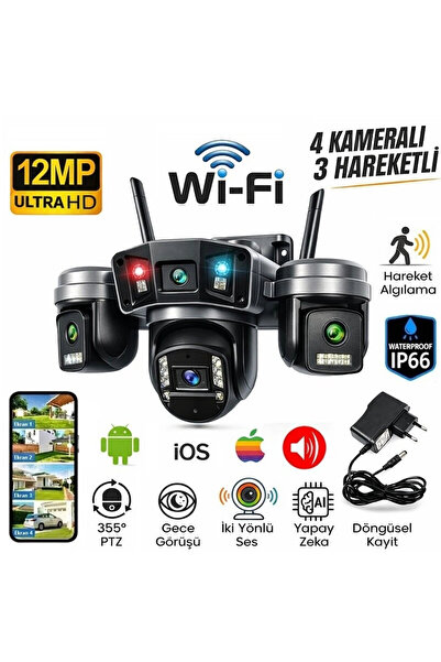 Yenimiyeni O-Kam Pro 4 Kameralı 4 Görüntülü Ultra HD 360 Dönebilen Kablosuz W...