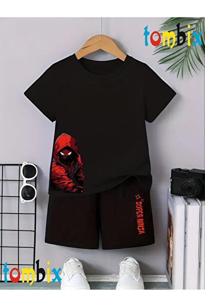 tombix Yandan Ninja Printed T-Shirt Shorts Summer Children's Set