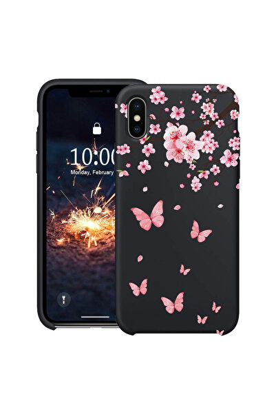 bestcase Υπέρλεπτη Θήκη για Apple iPhone XS / X, Ροζ Άνθη Κερασιάς & Πεταλούδ...