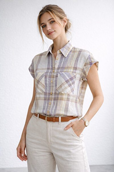 Polo State Γυναικείο καλοκαιρινό πουκάμισο Relax Fit με διπλές τσέπες, εκρού ...