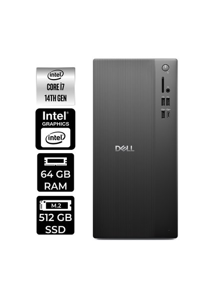Dell Tower ECT1250 i7 14700 64GB RAM 512GB SSD FreeDOS RPLSR007UP313 Masaüstü Bilgisayar + Per4 USB