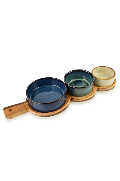MONDEX MODERN KITCHEN platter with 3 bowls 11x3.5 8.5x47x3.3cm (35x12x1.2cm) ...