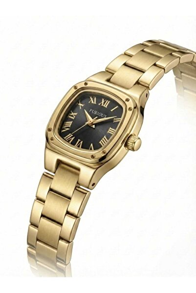 LOLLY STORE Royal Black Dial Gold Women's Watch Wristwatch