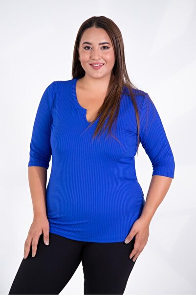 Roxxlen Γυναικεία μπλούζα με φαρδύ γιακά σε μεγάλο μέγεθος