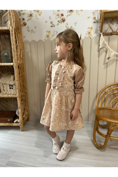 TINY BEAR Κοριτσίστικο φόρεμα με λουλουδάτο σχέδιο και κουμπιά μπροστά