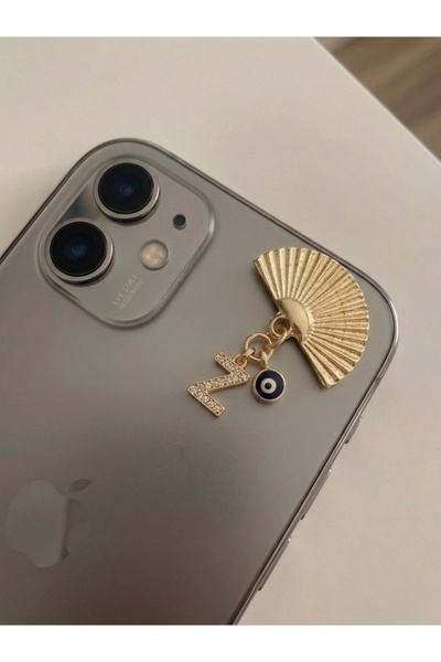 Fulyalia Aksesuar Z HARFİ NAZARLI YELPAZE GOLD TELEFON CHARMI