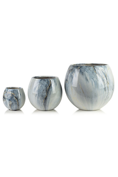 MONDEX NEVA MARBLE Set of 3 ceramic lids 42.5x42.5x39cm 28x28x27cm 20x20x19cm...