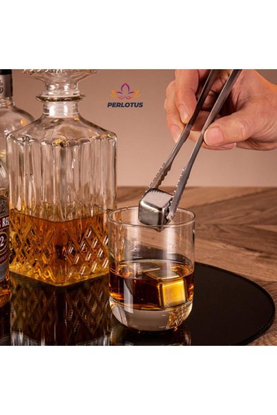 PERLOTUS Premium Antalya Series Whiskey Glass Set of 2 Crystal Glasses with Cooling Stone, Tongs and Magnet