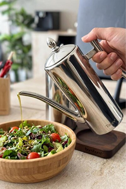 Atbyhome 2'Li Çelik 3 Parça 700ml Standlı Çok Amaçlı Demlik Yağlık Yağdanlık Seti