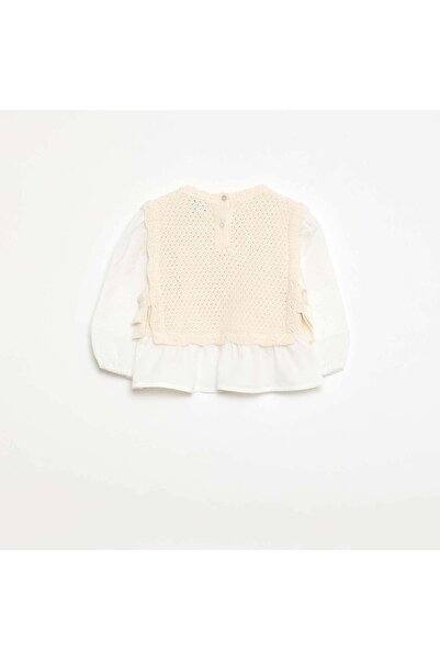 KIABI 2-in-1 Knit Sweater + Cotton Double Gauze BEIGE
