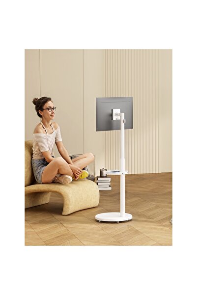 Cletech Tekerlekli Monitör Standı 17"-35" | Pistonlu Yükseklik Ayarı | 360° D...