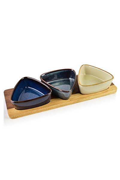 MONDEX Platou BUCĂTĂRIE MODERNĂ cu 3 boluri 9x9x3.5cm (28x9.5x1.2cm) 100ml