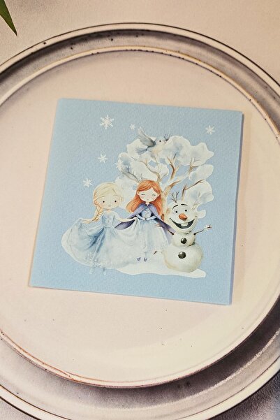 PEKSHOP Frozen Elsa Theme Birthday Napkin Blue Square Fabric Textured Napkin ...