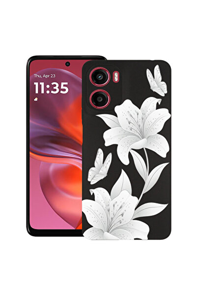 bestcase Υπέρλεπτη Θήκη για Motorola Moto G05 / Moto E15, Φλοράλ - Κομψός Λευ...