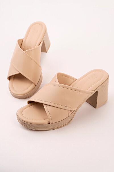 Madam Tarz NVL-795 Παντόφλες με χοντρό τακούνι CrossBelt