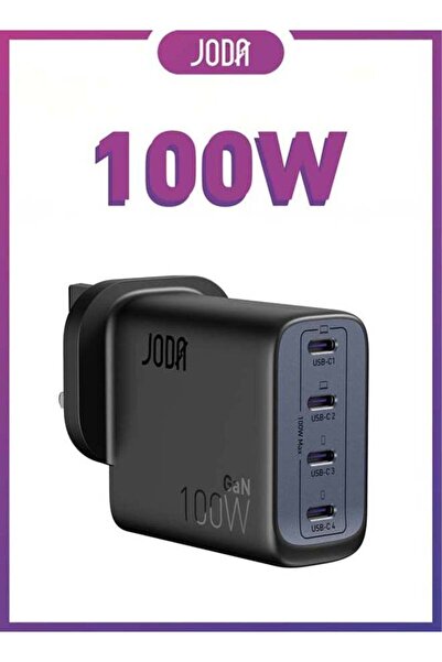 Joda شاحن حائط موبي 100 جيجا نيتروجين (GaN) بثلاثة منافذ USB-C بقوة 100 واط، ...
