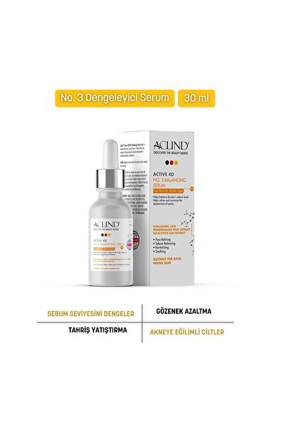Aclind Active 4D No:3 Gözenek Sıkılaştırıcı ve Sebum Dengeleyici Serum - Akne...