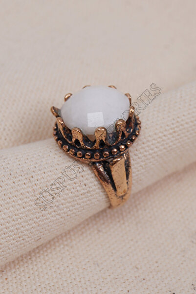 Süspüs Accessories White Stone Big Crown Model Ring