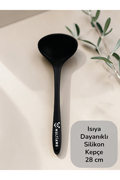 Multiamo Sert Uçlu Isıya Dayanıklı Yanmaz Yapışmaz Silikon 28 Cm Kepçe 1 Adet...