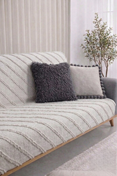 Shopyteks Κάλυμμα καναπέ από σενίλ 170x210 με μοντέρνο σχέδιο γραμμών, φιλικό...