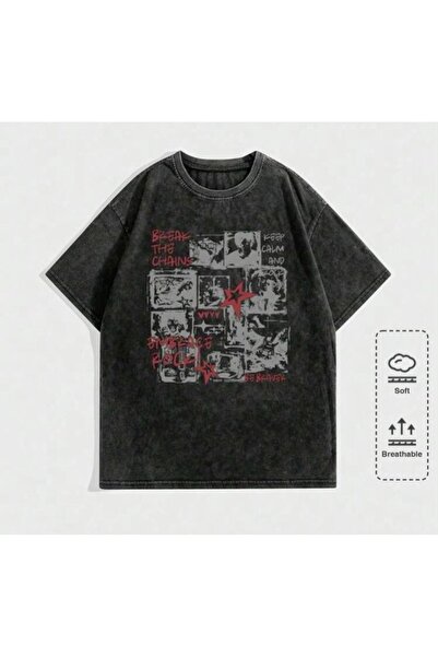 bellanova Μπλουζάκι με στάμπα, κορυφαίας ποιότητας, vintage πλυμένο, στυλ δρό...