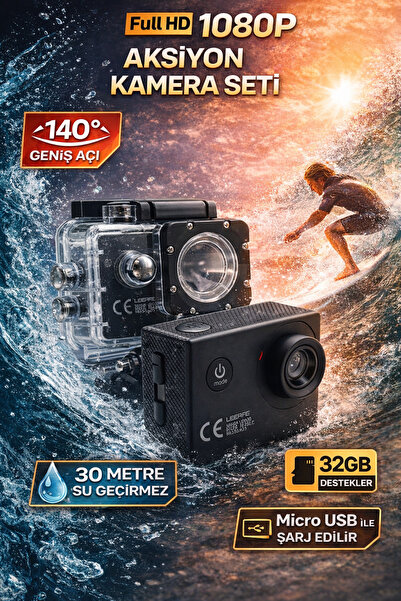 Technodia Aksiyon Kamera 1080p Full HD 30 Metre Su Geçirmez Geniş Açılı Spor ...