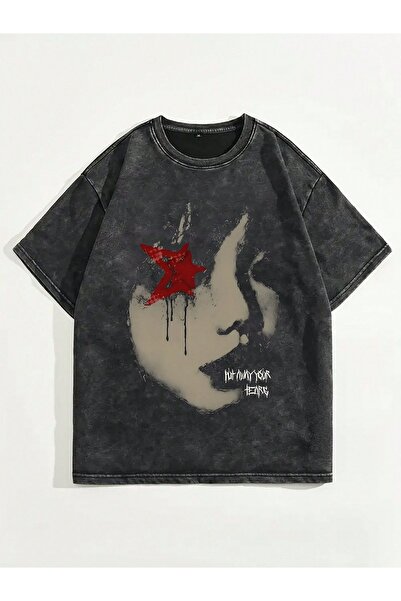 bellanova Μπλουζάκι με στάμπα, κορυφαίας ποιότητας, vintage πλυμένο, στυλ δρό...