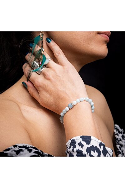 Ezera Βραχιόλι Serena για γυναίκες με κρυστάλλους Aquamarine και Angelite, με...