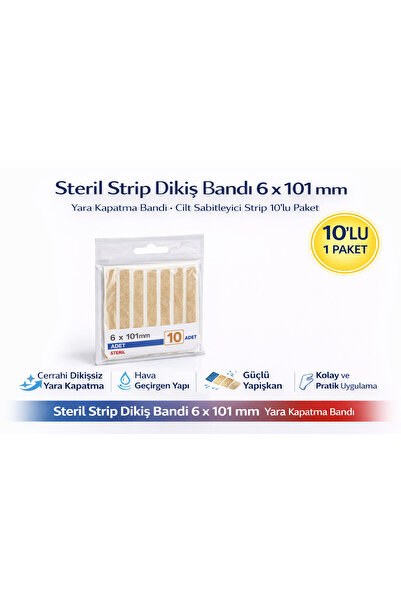 Genel Markalar Steril Strip Dikiş Bandı 6 x 101 mm Yara Kapatma Bandı Cilt Sa...