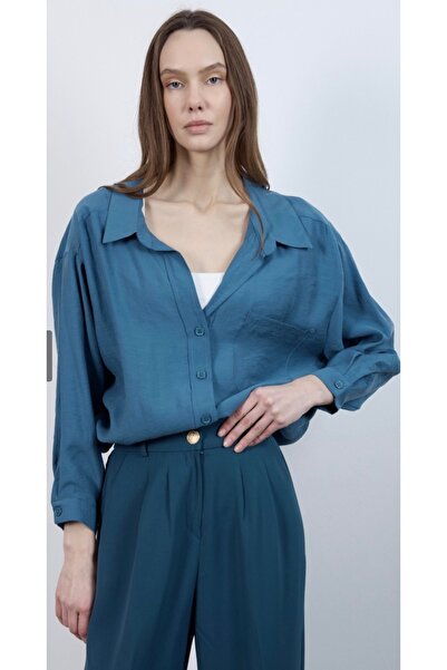 MG trend shop FAST Perry Düşük Omuz Oversize Premium Tencel Gömlek