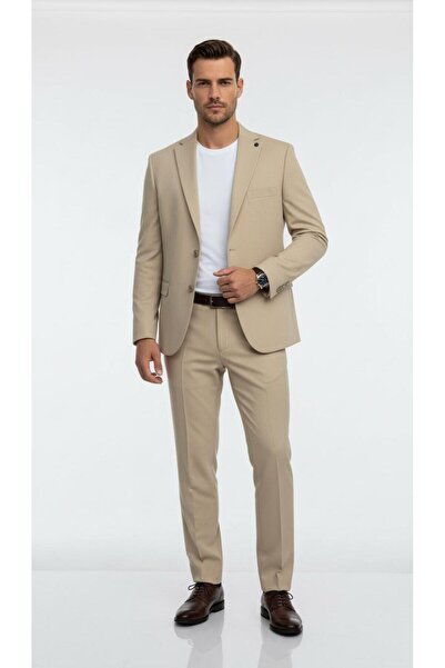 Plus Scorpion Costum pentru bărbați, slim fit, cu microtextură, cu nasturi du...