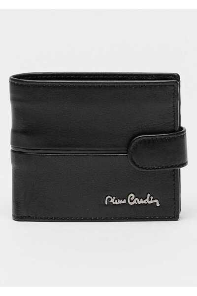 Pierre Cardin , Leather wallet with logo, Black