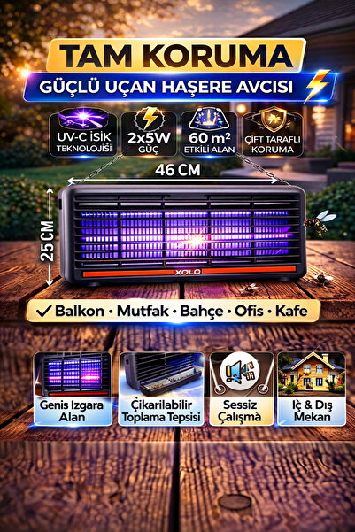 xolo 2x5W Sinek Öldürücü Cihaz 60m2 Etkili UV-C Işıklı Haşere Avcısı 46 cm