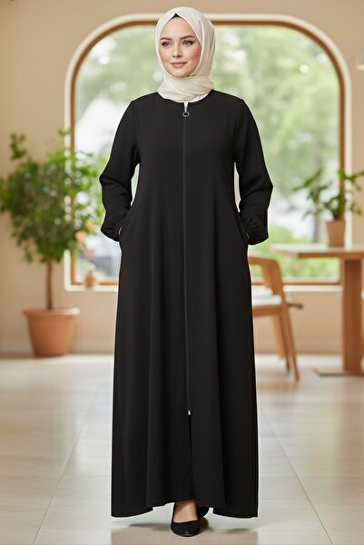 TOFİSA Μαύρο παλτό με λεπτομέρεια από καουτσούκ στον αστράγαλο και φερμουάρ -...